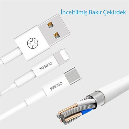 Peeq Yesido CA22 1.2M 2.4A Usb to Lightning Hızlı Şarj Kablosu