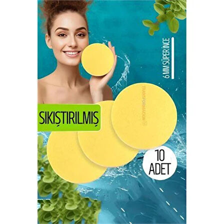 ModaCar Sıkıştırılmış Makyaj Temizlik Pedi Cilt Temizlik Süngeri Doğal Selülöz 10 ADET