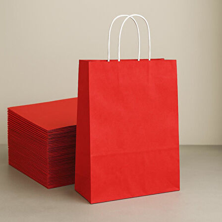 Alsepeteavm  Roll-up Kraft Çanta Kırmızı Küçük Boy 18x24cm 25li
