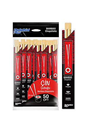 Alsepeteavm  Dolphin Çin Yemek Çubuğu-chopsticks 23cm 50 Çift