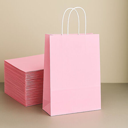 Alsepeteavm  Roll-up Kraft Çanta Pembe Küçük Boy 18x24cm 25li