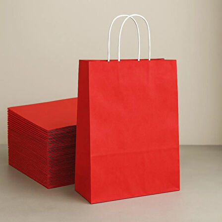 Alsepeteavm  Roll-up Kraft Çanta Kırmızı Küçük Boy 18x24cm 25li