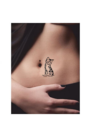 Alsepeteavm Güzel Kedi Tekir Tattoo Geçici Dövme Şablonları Kına Kalıpları