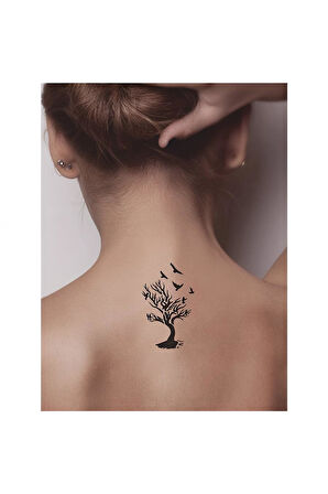 Alsepeteavm Kuşların Yuvasıdır Ağaçlar Tattoo Geçici Dövme Şablonları Kına Kalıpları