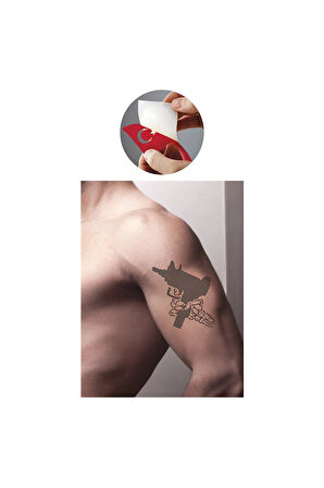 Alsepeteavm İskelet Silah Taramalı Tabanca  Tattoo Geçici Dövme Şablonları Kına Kalıpları