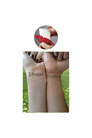 Alsepeteavm Onun Kovboyu Onun Meleği Tattoo Geçici Dövme Şablonları Kına Kalıpları