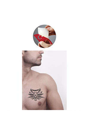 Alsepeteavm Witcher Ak Kurt Dövme  Tattoo Geçici Dövme Şablonları Kına Kalıpları
