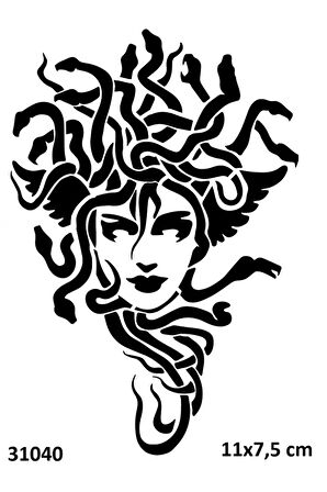Alsepeteavm Medusa Yılan Saçlı Kadın Geçici Dövme Şablonu Stencil Kalıp