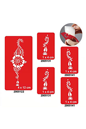 Alsepeteavm Menekşe Ve Yapraklar 5'li Set Geçici Dövme Kına Şablonu