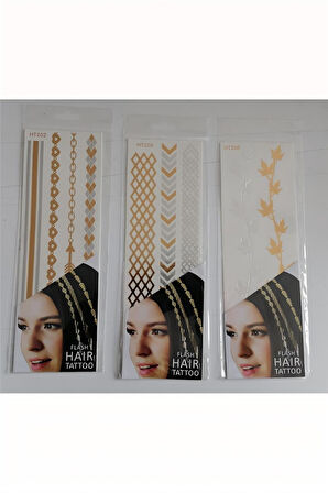 Alsepeteavm Saç Dövmesi Hair Flash Tattoo 3 Adet birden Model 1