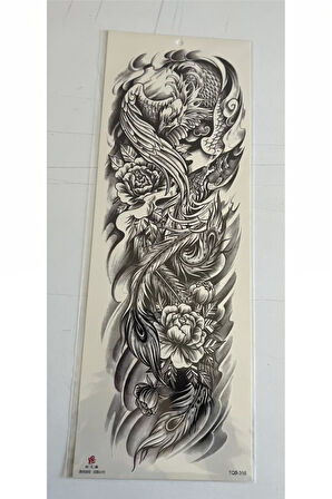 Alsepeteavm Kanatlı Dragon 1 Hafta Kalıcı Tam Kol Bacak Yapıştırma Geçici Dövme 46 CM