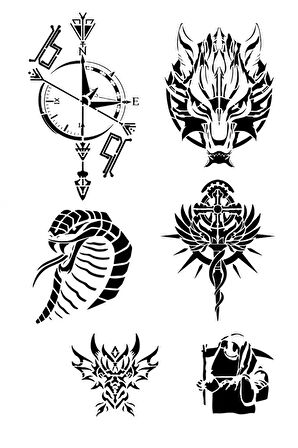 Alsepeteavm Pusula Kobra Geçici Dövme Kalıpları Tattoo Stencil Modelleri