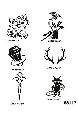 Alsepeteavm Savaşçı Geyik 6 Adet Geçici Dövme Şablonu Tattoo Stencil Modelleri