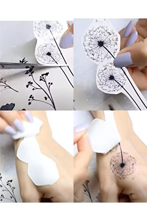 Alsepeteavm Ying Yang Gül Büyük Boy Yapıştırma Dövme Geçici Dövme Seti 4 Adet Birden