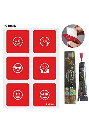 Alsepeteavm Sevimli Emojiler Hint Kınası ile Geçici Dövme Yapma Seti