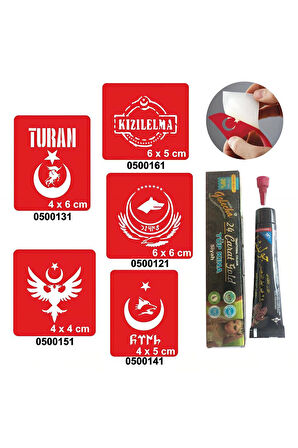 Alsepeteavm Türkçülük Sembolleri  Hint Kınası ile Geçici Dövme Yapma Seti