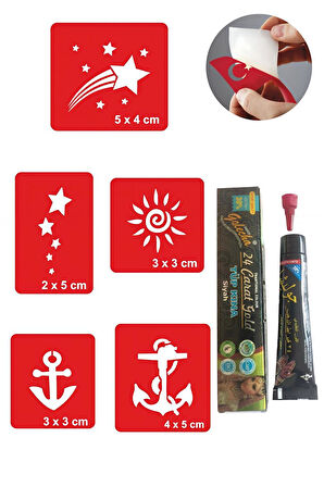 Alsepeteavm Yıldız Çapa Desenleri Hint Kınası ile Geçici Dövme Yapma Seti