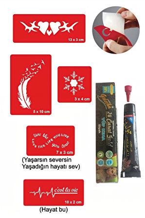 Alsepeteavm Nabız Kar Tanesi Hint Kınası ile Geçici Dövme Yapma Seti