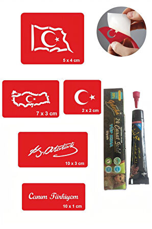 Alsepeteavm Atatürk ve Bayrak Hint Kınası ile Geçici Dövme Yapma Seti