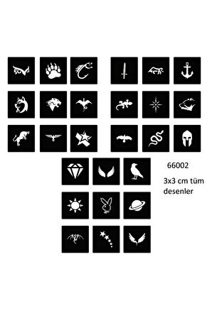 Alsepeteavm Minimal 27 Adet Erkek Deseni 3 cm Geçici Dövme Şablonu