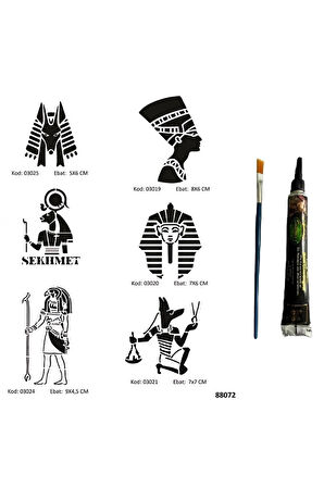 Alsepeteavm Antik Mısır Tanrıları Tüp Kına ve Fırça hediyeli Tattoo Geçici Dövme Seti