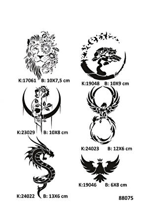 Alsepeteavm Vahşi Güzellikler Tüp Kına ve Fırça hediyeli Tattoo Geçici Dövme Seti