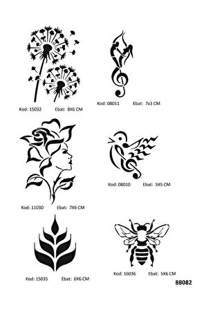 Alsepeteavm Müzik Ve Doğa Tüp Kına ve Fırça hediyeli Tattoo Geçici Dövme Seti