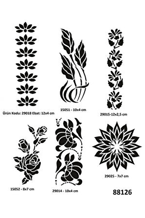 Alsepeteavm Çiçek Desenleri Siyah Hint Kınası Hediyeli Geçici Dövme Yapma Seti