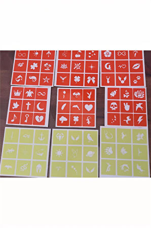 Alsepeteavm Simli Dövme Şablonu 81 adet Glitter Tattoo Stencil