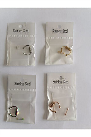 Alsepeteavm 4 Adet Birden Mıknatıslı Fake Septum Piercing