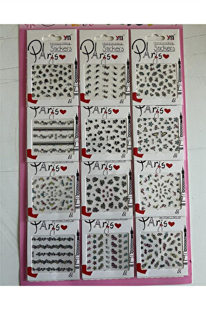 Alsepeteavm Nail Art Tırnak Dövmesi 12 Kartela Birden Mega Paket