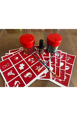 Alsepeteavm Simli Dövme Glitter Tattoo Kit 2 tüp Sim 100 şablon hediyeli