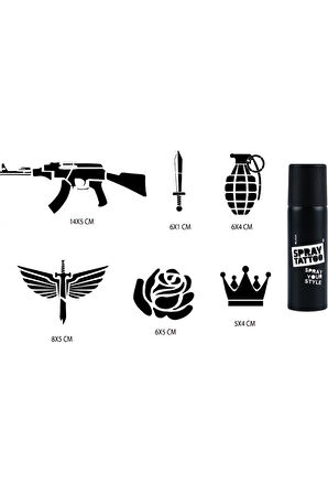 Alsepeteavm Silah Ve Gül Geçici Sprey Dövme Seti Spray Tatto