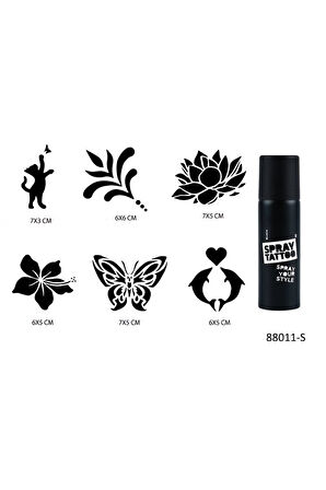 Alsepeteavm Çiçekler Ve Kedi Geçici Sprey Dövme Seti Spray Tatto