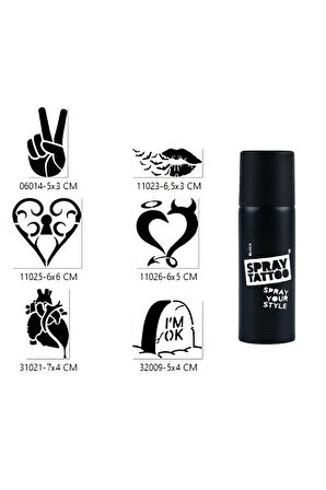 Alsepeteavm Öpücük Ve Kalp Sprey Dövme Seti Spray Tatto