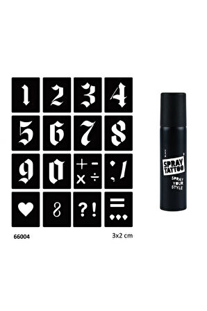 Alsepeteavm Büyük Rakamlar ve Spray Tattoo Geçici Dövme Seti