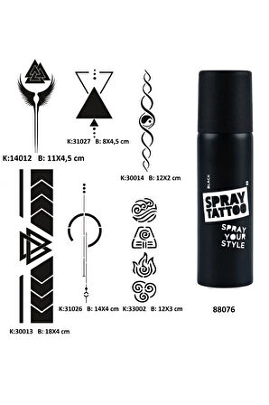 Alsepeteavm Şerit Sırt Bacak Spray Tattoo Geçici Dövme Seti Dark Sprey Dövme Kiti