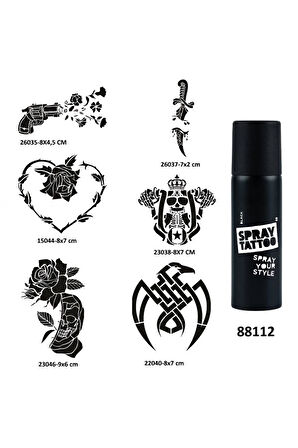 Alsepeteavm Silah Kartal Spray Tattoo Geçici Dövme Seti Dark Sprey Dövme Kiti