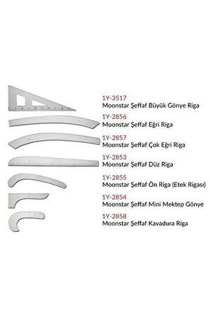 Şeffaf Plastik Riga Cetvel Takım (7 Parça)