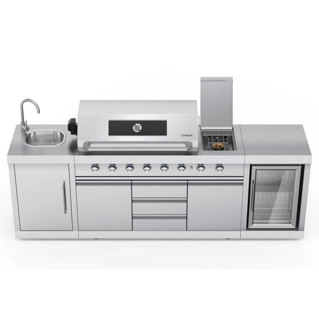 Berfmann Apex 6+2 Gazlı Barbekü ve Buzdolabı Outdoor Mutfak (Standart Yan Ocak)
