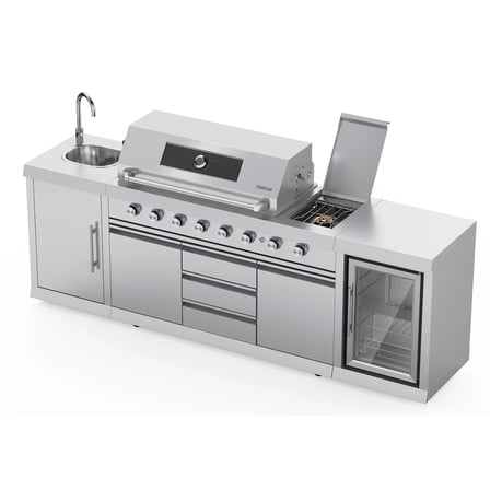 Berfmann Apex 6+2 Gazlı Barbekü ve Buzdolabı Outdoor Mutfak (Standart Yan Ocak)