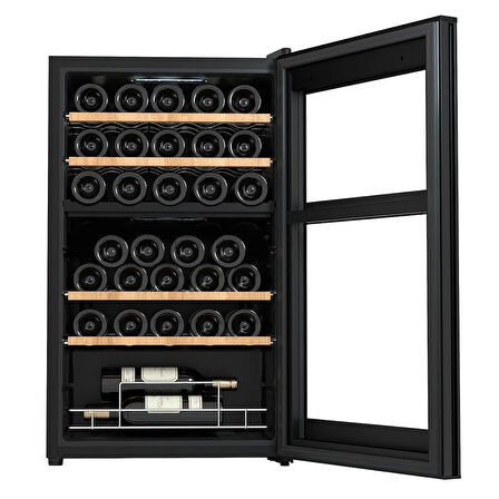 Berfmann Çift Bölmeli Şarap Dolabı ve Soğutucu (34 Şişelik)