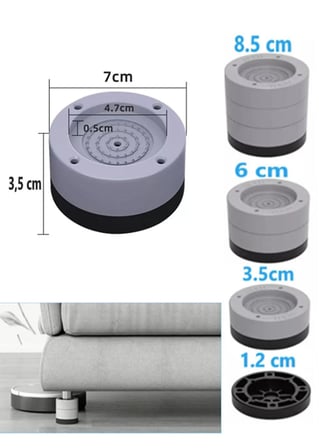 Mobilya ve Dolap Yükseltici Destek - 3,5cm - 4 Adet - Gri