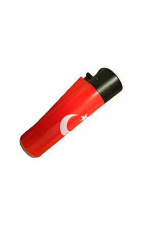 Taşlı Çakmak Clipper Flamagas Doldurabilir Ay Yıldızlı Plastik Kırmızı