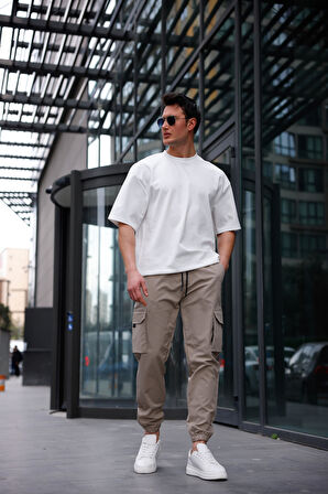 Paraşüt Kumaş Bej Renk Erkek Pantolon