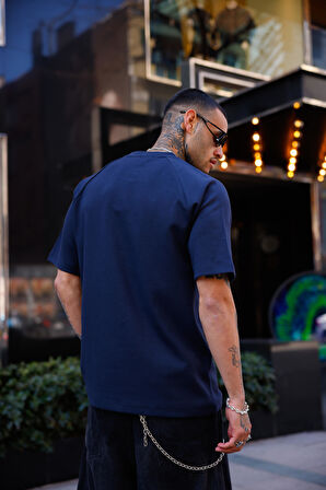 Lacivert Renk Yarım Kol Oversize Tişört