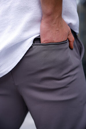 Erkek Antrasit Renk Likralı Kumaş Jogger Pantolon