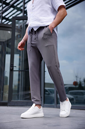 Erkek Antrasit Renk Likralı Kumaş Jogger Pantolon