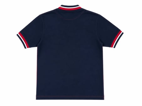 Çocuk Pamuklu Yumuşak Dokulu Hakim Yaka Kırmızı Arkası Lacivert Okul Tshirt