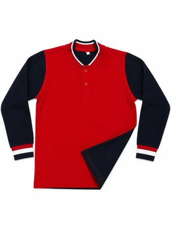 Çocuk Pamuklu Yumuşak Dokulu Hakim Yaka Ön Kırmızı Arkası Lacivert Sweatshirt